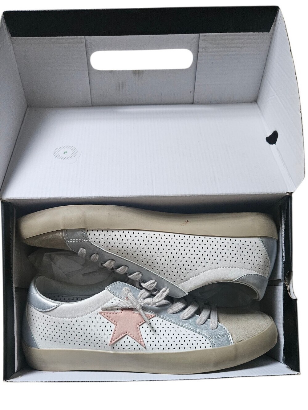 ShuShop Paula Perforated White Sneakers Women 11